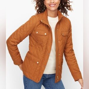 Talbots Quilted Snap Front Jacket Size 2X Rust Brown Utility Barn Equestrian